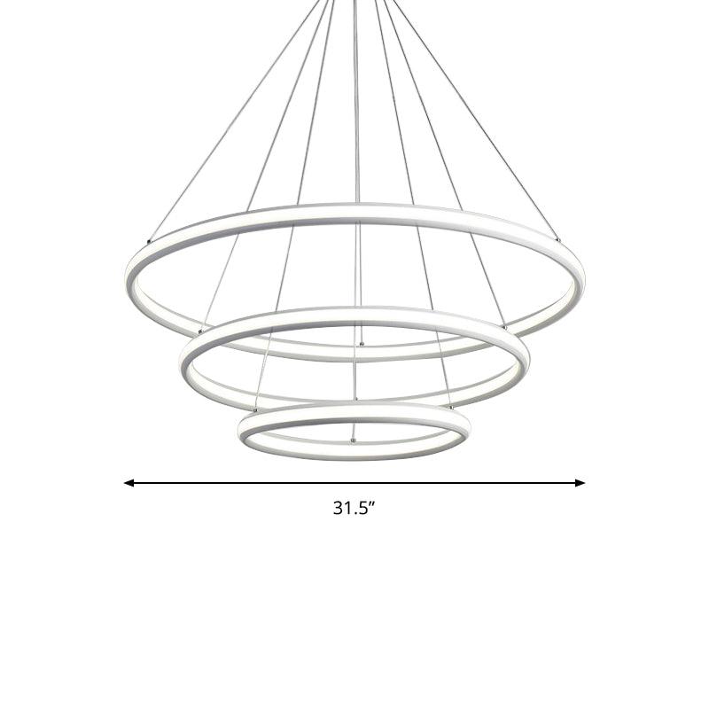 Acrylic Ring Chandelier Simple 1/2/3-Light LED Ceiling Pendant Lighting - Rebooters