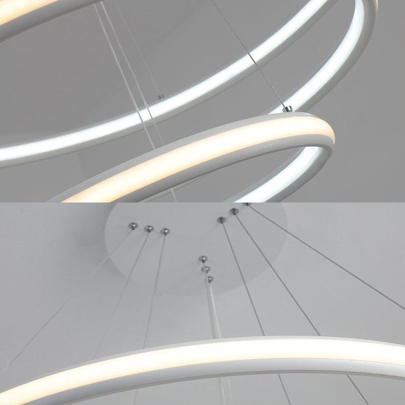 Acrylic Ring Chandelier Simple 1/2/3-Light LED Ceiling Pendant Lighting - Rebooters