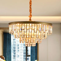 6 Heads Tapered Chandelier Modern Gold Black Crystal Lighting - Rebooters