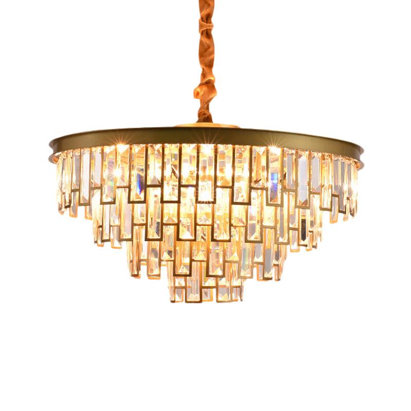 6 Heads Tapered Chandelier Modern Gold Black Crystal Lighting - Rebooters