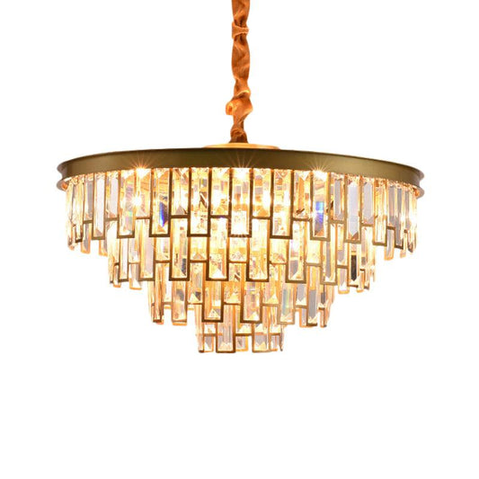 6 Heads Tapered Chandelier Modern Gold Black Crystal Lighting - Rebooters