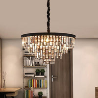 6 Heads Tapered Chandelier Modern Gold Black Crystal Lighting - Rebooters