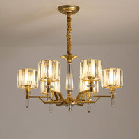 6/8 Bulbs Crooked Arm Ceiling Chandelier Gold Crystal Shade - Rebooters