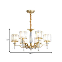 6/8 Bulbs Crooked Arm Ceiling Chandelier Gold Crystal Shade - Rebooters