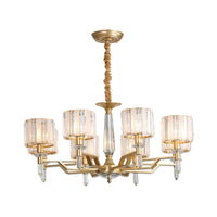 6/8 Bulbs Crooked Arm Ceiling Chandelier Gold Crystal Shade - Rebooters