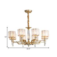 6/8 Bulbs Crooked Arm Ceiling Chandelier Gold Crystal Shade - Rebooters