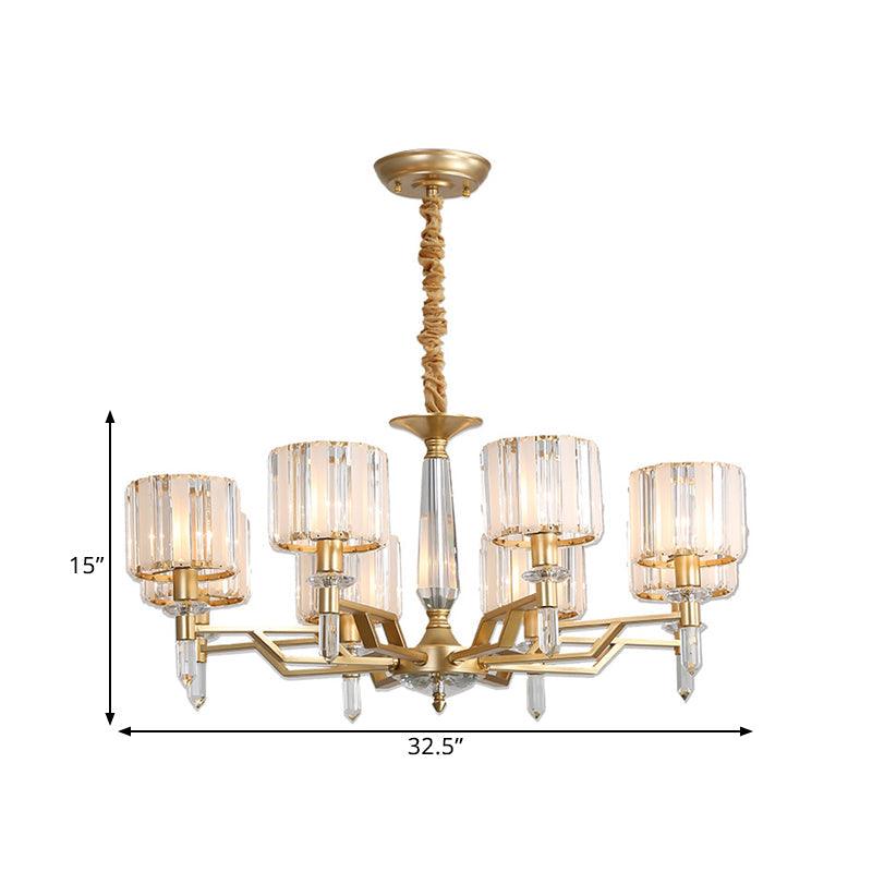 6/8 Bulbs Crooked Arm Ceiling Chandelier Gold Crystal Shade - Rebooters