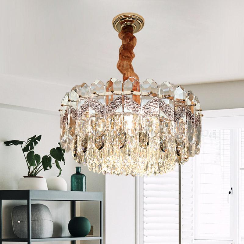 9 Bulbs Clear Crystal Draping Ceiling Chandelier Modern - Rebooters