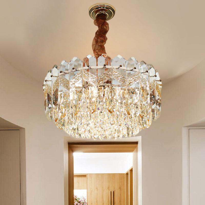 9 Bulbs Clear Crystal Draping Ceiling Chandelier Modern - Rebooters