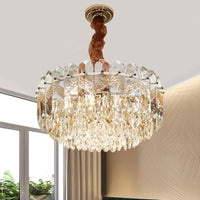 9 Bulbs Clear Crystal Draping Ceiling Chandelier Modern - Rebooters