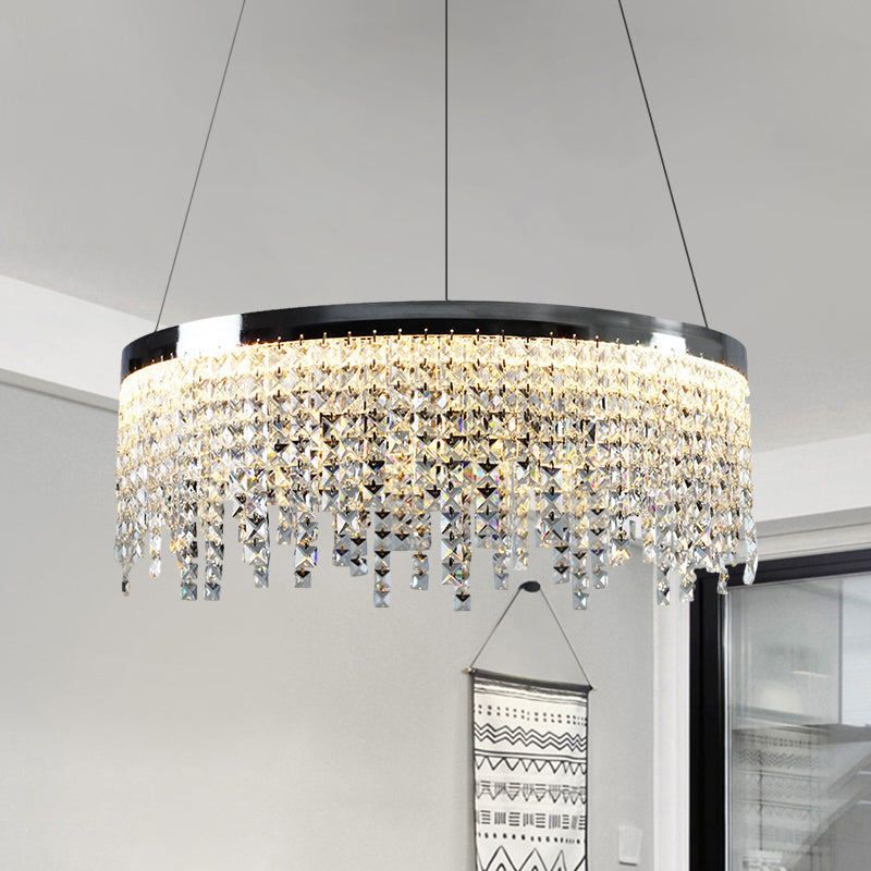 16"/19.5" Wide Chrome Round Down Lamp Modern Crystal Chandelier - Rebooters