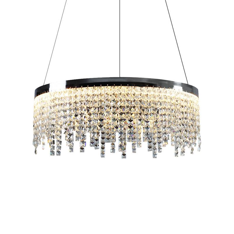 16"/19.5" Wide Chrome Round Down Lamp Modern Crystal Chandelier - Rebooters