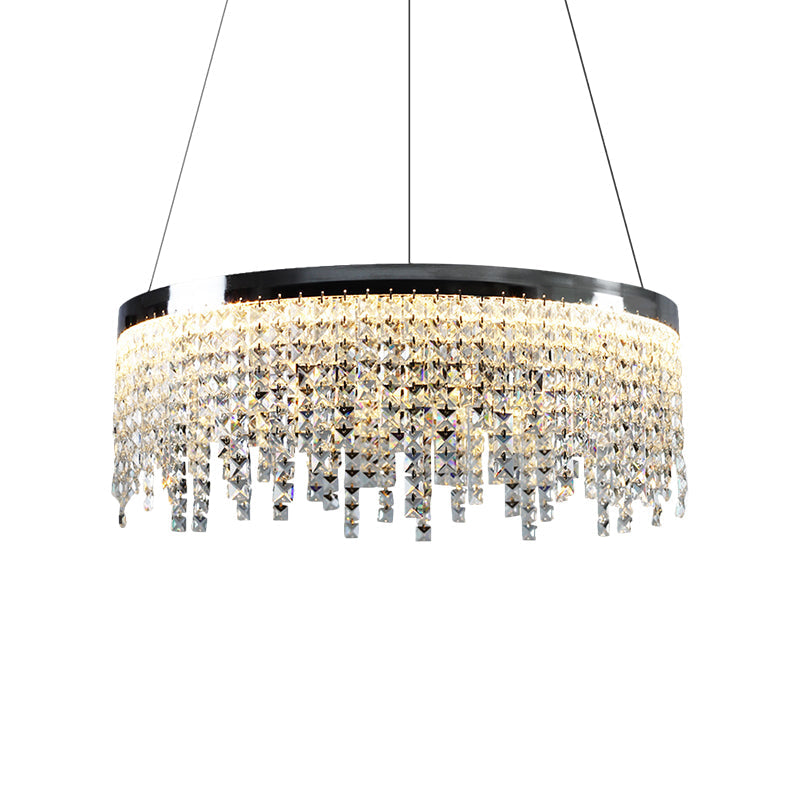 16"/19.5" Wide Chrome Round Down Lamp Modern Crystal Chandelier - Rebooters