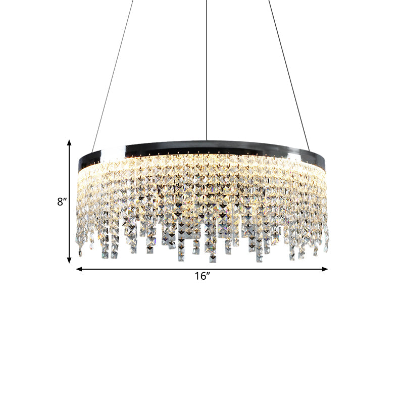 16"/19.5" Wide Chrome Round Down Lamp Modern Crystal Chandelier - Rebooters