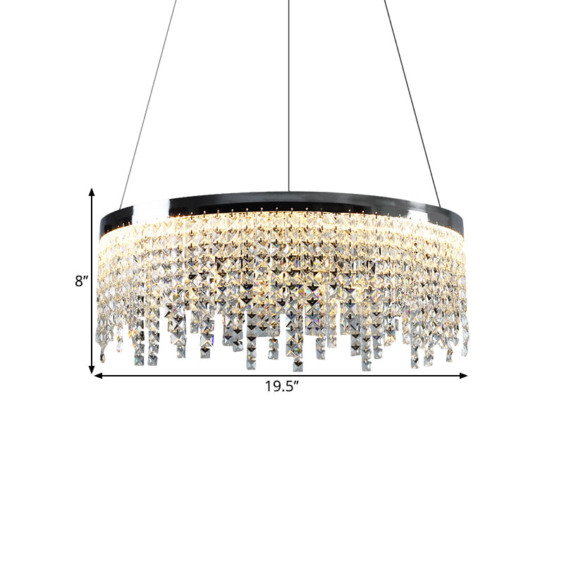 16"/19.5" Wide Chrome Round Down Lamp Modern Crystal Chandelier - Rebooters