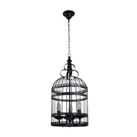 3/6 Bulbs Bird Cage Hanging Light with Candle Black Chandelier - Rebooters