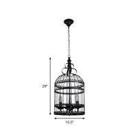 3/6 Bulbs Bird Cage Hanging Light with Candle Black Chandelier - Rebooters