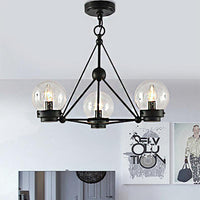 Ball Living Room Chandelier Pendant Clear Frosted Glass 3 Lights Modern Ceiling Light Black Triangle Design - Rebooters