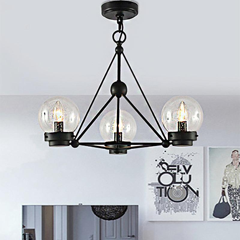 Ball Living Room Chandelier Pendant Clear Frosted Glass 3 Lights Modern Ceiling Light Black Triangle Design - Rebooters
