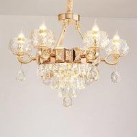 6/8 Bulbs Bowl Shade Drop Pendant Crystal Chandelier Lamp - Rebooters