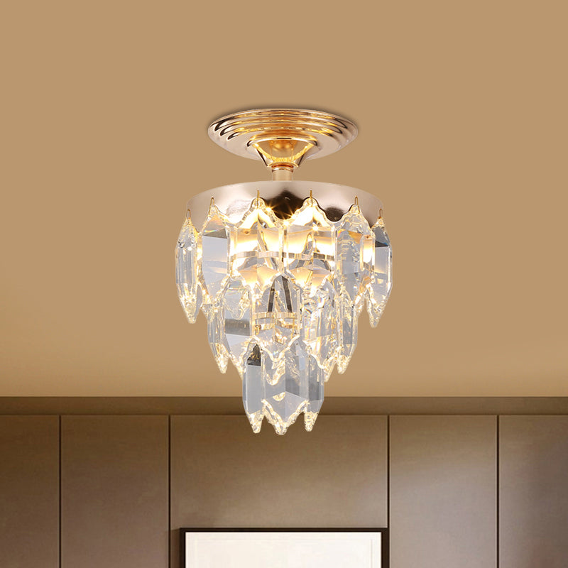 3-Tier Crystal Rod Drop Lamp Modern Style 2 Lights Foyer Chandelier in Gold - Rebooters