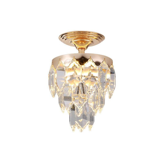 3-Tier Crystal Rod Drop Lamp Modern Style 2 Lights Foyer Chandelier in Gold - Rebooters