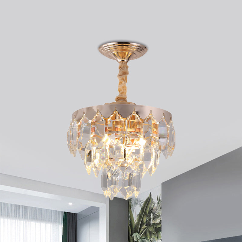 3-Tier Crystal Rod Drop Lamp Modern Style 2 Lights Foyer Chandelier in Gold - Rebooters