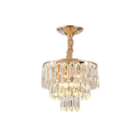 3-Tier Crystal Rod Drop Lamp Modern Style 2 Lights Foyer Chandelier in Gold - Rebooters