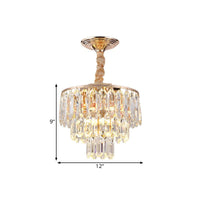 3-Tier Crystal Rod Drop Lamp Modern Style 2 Lights Foyer Chandelier in Gold - Rebooters