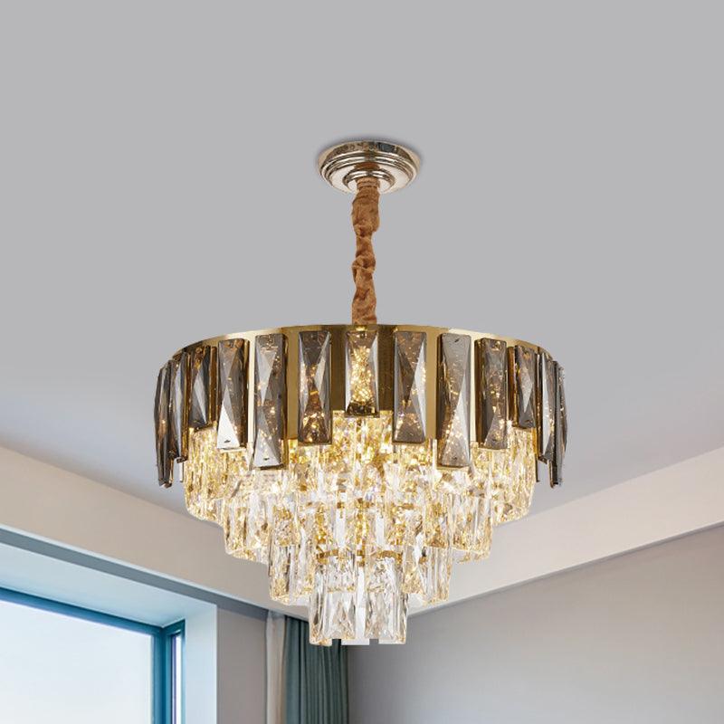 6 Lights Tapered Pendant Lamp Contemporary Crystal Chandelier - Rebooters