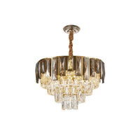 6 Lights Tapered Pendant Lamp Contemporary Crystal Chandelier - Rebooters