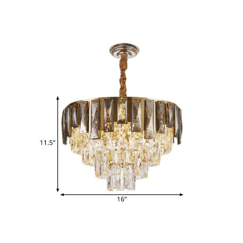 6 Lights Tapered Pendant Lamp Contemporary Crystal Chandelier - Rebooters