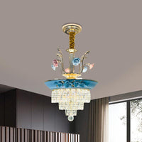14"/17" W Antiqued Tiers Chandelier Cut Crystal Lamp - Rebooters