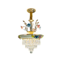 14"/17" W Antiqued Tiers Chandelier Cut Crystal Lamp - Rebooters