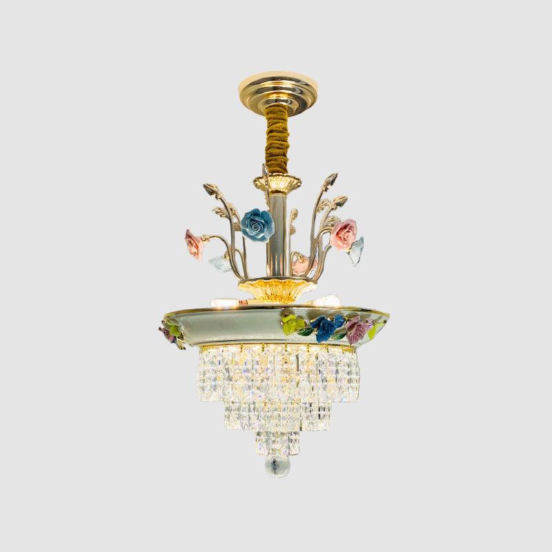 14"/17" W Antiqued Tiers Chandelier Cut Crystal Lamp - Rebooters