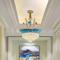 14"/17" W Antiqued Tiers Chandelier Cut Crystal Lamp - Rebooters