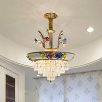 14"/17" W Antiqued Tiers Chandelier Cut Crystal Lamp - Rebooters