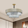 2-Tiered Crystal Ceiling Pendant 9 Bulbs Chandelier Gold - Rebooters