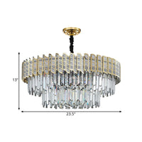 2-Tiered Crystal Ceiling Pendant 9 Bulbs Chandelier Gold - Rebooters
