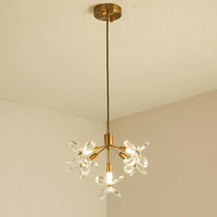 5 Heads Flower Pendant Chandelier Minimalist Gold Crystal - Rebooters