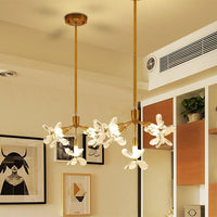 5 Heads Flower Pendant Chandelier Minimalist Gold Crystal - Rebooters