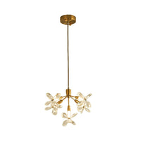 5 Heads Flower Pendant Chandelier Minimalist Gold Crystal - Rebooters