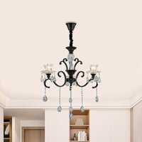 3/6 Heads Swirled Arm Chandelier Traditional Black Metal Lamp - Rebooters