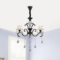 3/6 Heads Swirled Arm Chandelier Traditional Black Metal Lamp - Rebooters