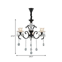 3/6 Heads Swirled Arm Chandelier Traditional Black Metal Lamp - Rebooters