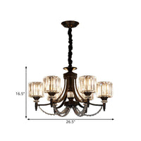 3/6 Bulbs Suspension Light Traditional Cylindrical Shade Chandelier - Rebooters