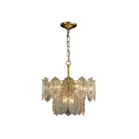 5/7 Heads Embossed Crystal Panels Chandelier Lamp Modern Gold Canopy Tapered Pendant Lighting 15.5 19.5 W - Rebooters