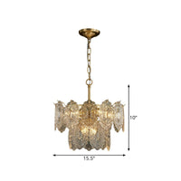 5/7 Heads Embossed Crystal Panels Chandelier Lamp Modern Gold Canopy Tapered Pendant Lighting 15.5 19.5 W - Rebooters