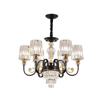 Black 6 Heads Chandelier Light Modern Metal Curvy Arm Fixture - Rebooters
