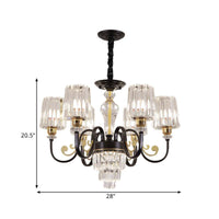 Black 6 Heads Chandelier Light Modern Metal Curvy Arm Fixture - Rebooters